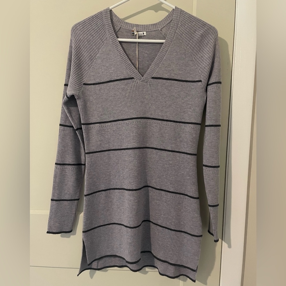 NWT Women’s Long Sleeve Sweater Smartwool Shadow Pine Pointelle Striped Tunic